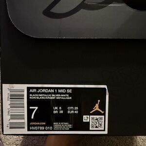 Jordan Air 1 Mid SE Black, White, and Gold